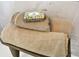 Soft towels and soap on a wooden bathroom stool at 502 Ironwood Dr, Carmel, IN 46033
