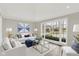 Cozy living room featuring hardwood floors, a large window, and modern furniture at 502 Ironwood Dr, Carmel, IN 46033