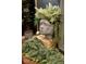 Unique home decor detail with ferns overflowing from a bust sculpture on stacked books at 7643 Dean Rd, Indianapolis, IN 46240