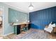 Stylish office featuring a large desk, wainscotting, and an attractive area rug at 7643 Dean Rd, Indianapolis, IN 46240