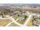 Aerial view showcasing homes in a wooded neighborhood with sprawling lawns at 1032 Westview Point Dr, Columbus, IN 47201