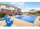Backyard pool and patio provide an amazing entertainment area at 1032 Westview Point Dr, Columbus, IN 47201