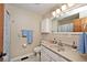 Bathroom featuring a sink, toilet, and vanity area with modern lighting and neutral tones at 12064 N Glena Pl, Mooresville, IN 46158