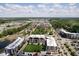 An aerial view of city buildings, landscaping and parking at 15 W Executive Dr # 104, Carmel, IN 46032