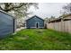 Spacious backyard with lush green grass and a detached shed, perfect for outdoor activities at 3708 Rockville Rd, Indianapolis, IN 46222