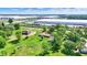 Aerial view of a home on a large lot with mature trees and a detached garage at 5272 N Graham Rd, Whiteland, IN 46184