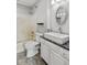 Bathroom featuring a shower/tub combo, toilet, and a modern vessel sink at 1135 Sherwood Dr, Danville, IN 46122