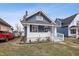 Charming blue two-story home featuring a welcoming front porch and landscaped yard at 832 N Parker Ave, Indianapolis, IN 46201
