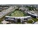Aerial view of Topgolf entertainment complex with driving range, highway, and parking at 9748 Junction Station, Fishers, IN 46037