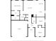 Floor plan showing the layout of the home, including the bedrooms, bathrooms, kitchen, and living room at 9858 Oakmont E Dr, Pendleton, IN 46064