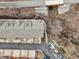 Aerial view showing the back of the townhomes and the creek running behind the property at 1072 3Rd Nw Ave, Carmel, IN 46032