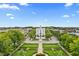 Scenic aerial view of the courthouse square, with tree-lined streets and manicured lawns at 12863 Tradd St # 1D, Carmel, IN 46032