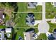 Aerial view of the property highlighting the home's layout, landscaping, and surrounding neighborhood at 413 Cardinal Dr, Jamestown, IN 46147