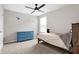 Bedroom with a blue dresser and a neutral bed frame and carpet at 5461 Oak Knoll Dr, Whitestown, IN 46075
