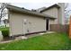 Home exterior featuring neutral siding and a side entrance at 9685 Glowing Flame Dr, Fishers, IN 46037