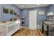 Spacious laundry room with modern cabinets and sleek appliances provides functionality and storage at 115 N Spring St, Greenfield, IN 46140