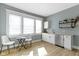 The kitchen features a large window, stainless steel appliances, white cabinets, and modern decor at 17 Parkview Ave, Indianapolis, IN 46201