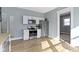 Modern kitchen with stainless steel appliances and white cabinetry, with natural light at 17 Parkview Ave, Indianapolis, IN 46201