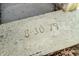 Concrete slab with the date 