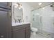 Nicely renovated bathroom with glass-enclosed shower and modern vanity at 2109 Elmwood Dr, Lebanon, IN 46052