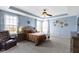 Serene main bedroom with tray ceiling, ample natural light, and calming blue walls at 6705 Park Grove Blvd, Whitestown, IN 46075
