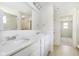 Modern bathroom with double vanity, quartz countertop and tile shower at 815 Allandale Ave, Westfield, IN 46074