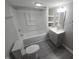 This bathroom features a tub/shower and updated vanity at 952 N Concord St, Indianapolis, IN 46222