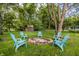 A fire pit surrounded by chairs in a well-maintained backyard, ideal for outdoor gatherings at 11710 Prairie Pl, Carmel, IN 46033