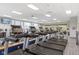 The community fitness center features rows of treadmills and other exercise equipment at 12819 Bardolino Dr, Fishers, IN 46037