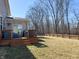 Backyard with wood deck, patio, fenced yard, and open space at 1566 Dorset Dr, Avon, IN 46123