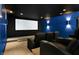 Home theater featuring tiered seating, a large screen, and sconce lighting at 20451 Chatham Hills Blvd, Westfield, IN 46074