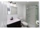 Bathroom featuring a modern vanity and shower with glass door at 2306 Finley Ave, Indianapolis, IN 46203