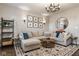 Spacious living room featuring a large sectional sofa, stylish decor, and patterned rug at 342 E Minnesota St, Indianapolis, IN 46225