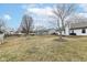 Overlooking a spacious backyard with a fire pit, garden beds, and a shed at 7344 Quartz Rock Rd, Indianapolis, IN 46236