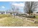 Backyard features raised garden beds, perfect for gardening at 7344 Quartz Rock Rd, Indianapolis, IN 46236