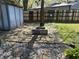 Backyard with a stone fire pit and a privacy fence at 7824 Inverness Dr, Indianapolis, IN 46237