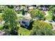 Aerial view of the property showcasing the home, landscaping, and surrounding neighborhood at 908 Whispering Trl, Greenfield, IN 46140