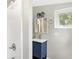 Bathroom with a walk-in shower, vanity, and sink at 1933 Koehne St, Indianapolis, IN 46202
