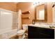 Bathroom featuring a shower/tub combination and a vanity with a mirror at 2452 Bristol Dr, Franklin, IN 46131