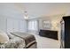 Spacious bedroom boasts a neutral color palette, walk-in closets, and decorative accents at 4754 Austin Trce, Zionsville, IN 46077