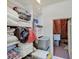Image of closet with shelves, boxes, and access door to the attic at 4754 Austin Trce, Zionsville, IN 46077