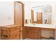 Bathroom with a vanity, a marble counter, and a linen cabinet at 1232 Severn Ct, Greenwood, IN 46142