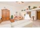 Open living room with vaulted ceilings, a ceiling fan, and neutral decor, creating a serene atmosphere at 1232 Severn Ct, Greenwood, IN 46142