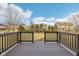 Wooden deck overlooks the expansive backyard, offering a scenic view of neighboring homes at 13750 Hiatt Dr, Carmel, IN 46074