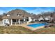 Overhead view of a pool and backyard featuring an outdoor bar and kitchen at 2071 Eagle Trace Dr, Greenwood, IN 46143