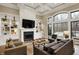 Comfortable living area features built-in shelving and a fireplace at 2071 Eagle Trace Dr, Greenwood, IN 46143