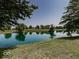 Backyard pond with a lush grassy shoreline at 12484 E 156Th St, Noblesville, IN 46060