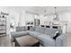 Spacious living room featuring a comfortable gray sofa and a glimpse of the modern kitchen at 1842 Milburn St, Indianapolis, IN 46202