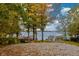Beautiful lake view with docks and lake access surrounded by colorful fall foliage at 6842 Cardinal Dr, McCordsville, IN 46055
