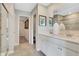 Bright and airy bathroom with double sinks, a walk-in shower, and ample counter space at 2134 Boxwood Dr, Greenfield, IN 46140